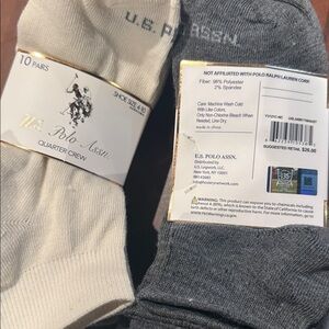 U.S. Polo Assn. Men's Quarter Crew Socks - Cream and Gray (10 pairs)